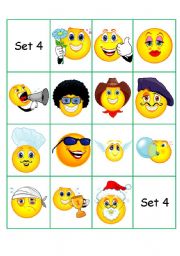 English Worksheet: emoticons card set 4 
