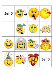 English Worksheet: emoticons  card set 5 