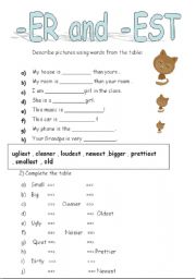 English Worksheet: -er and -est adjectives 