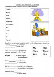 English Worksheet: Families and Possesive Adjectives