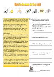 English Worksheet: How to be safe in the sun/ giving advice and comparing