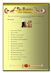 English Worksheet: Movie Activity - The Mummy