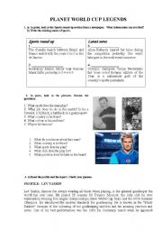 English Worksheet: Planet World Cup Legends