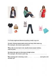 English worksheet: Present Continuous and Clothing