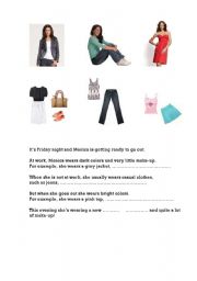 English Worksheet: Present Continuous and Clothing