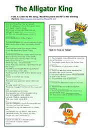 English Worksheet: The Alligator King