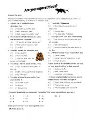 English Worksheet: Are you superstitious?