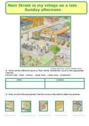 English Worksheet: Main Street  on a late Sunday afternoon