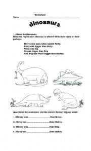 English Worksheet: Dinosaurs