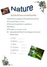English worksheet: nature vocabulary