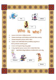 English worksheet: important people