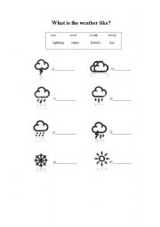 English Worksheet: WHAT IS THE WEATHER LIKE?