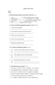 English Worksheet: present simple test