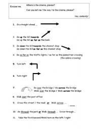 English Worksheet: Directions - Basic Vocabulary