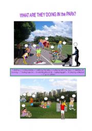 English Worksheet: What are they doing in the park?