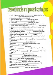 English Worksheet: present simple vs continuous GRAMMAR WORKSHEET 10