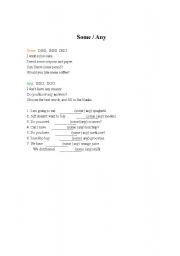 English Worksheet: some and any 