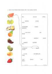 English worksheet: FRUIT WORKSHEET