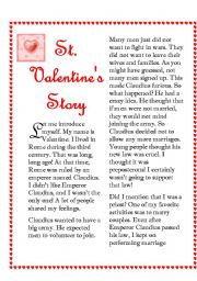 English Worksheet: SAINT VALENTINES STORY