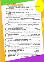 English Worksheet: conditionals (type 0,1,2,3) GRAMMAR WORKSHEET 1