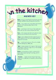 English Worksheet: In the kitchen-  ANSWER KEY
