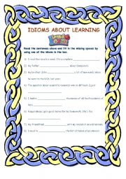 English Worksheet: idioms about learning