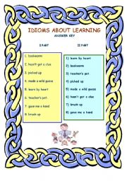 idioms about learning- answer key