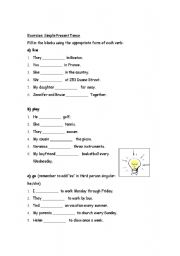 English Worksheet: Homework activity: practice conjugation of 