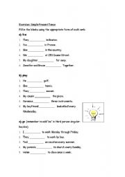 English worksheet: Homework activity: practice conjugation of 