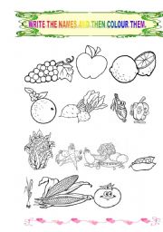 English Worksheet: FRUIT AND VEGETABLES