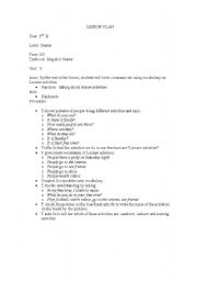 English worksheet: leisure activities