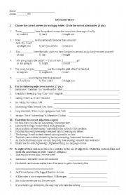 English Worksheet: grammar, adjectives and modals test