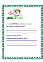 English worksheet: lets make a difference