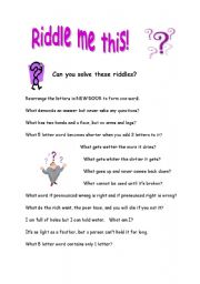 English Worksheet: Riddle me this!