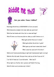 English Worksheet: Riddle me this!