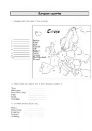 English Worksheet: European countries