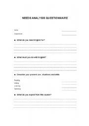 English worksheet: Needs Analysis