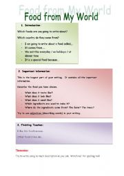English Worksheet: Food from my world