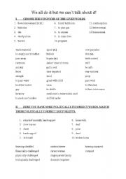 English Worksheet: Taboo words/Dangerous English