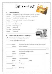 English Worksheet: Fast Food dialogues