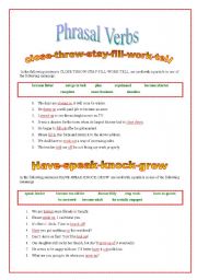 English Worksheet: phrasal verbs