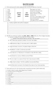 English Worksheet: RElative Clauses - Pre-Intermediate level