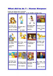 English Worksheet: What did he do? Homer Simpson