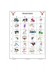 English Worksheet: Olympic Vocabulary