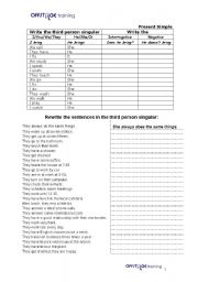 English Worksheet: Present Simple Practice for the 3rd Person (He/She/It)