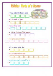 English Worksheet: Riddles   Parts of a House
