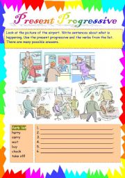 English Worksheet: Present  progressive