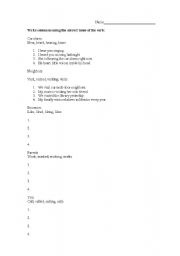 English worksheet: Writing Verb Tense Sentences