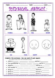 English Worksheet: PHYSICAL  ASPECT