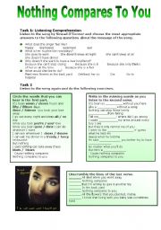 English Worksheet: Nothing Compares to You by S. OConnor